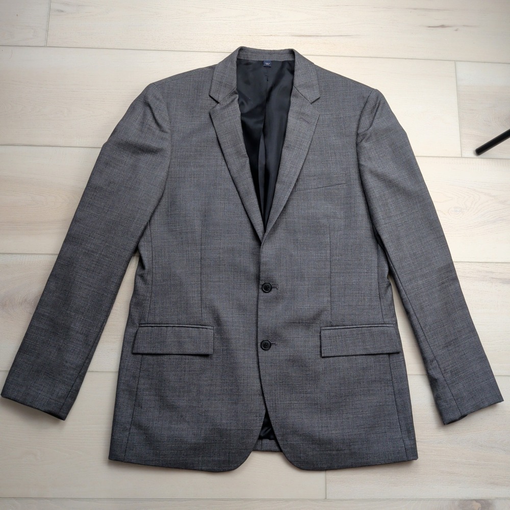 J.Crew Thompson Suit Jacket‎ Blazer Mens 42L Grey 100% Wool 2-Button 47226